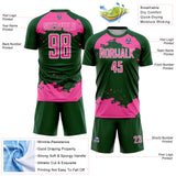 Custom Green Pink-White Abstract Fragment Art Sublimation Soccer Uniform Jersey