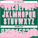 Custom Kelly Green Light Pink-White Abstract Fragment Art Sublimation Soccer Uniform Jersey