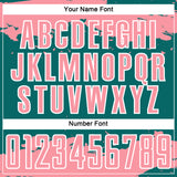 Custom Teal Medium Pink-White Abstract Fragment Art Sublimation Soccer Uniform Jersey
