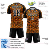 Custom Black Bay Orange-White Geometric Arrow Sublimation Soccer Uniform Jersey