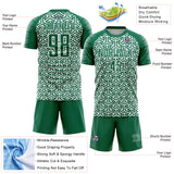 Custom Kelly Green White Geometric Arrow Sublimation Soccer Uniform Jersey