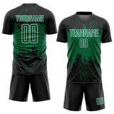 Custom Black Kelly Green-White Abstract Splatter Grunge Art Sports Sublimation Soccer Uniform Jersey