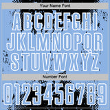 Custom Black Light Blue-White Abstract Splatter Grunge Art Sports Sublimation Soccer Uniform Jersey