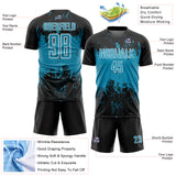 Custom Black Panther Blue-White Abstract Splatter Grunge Art Sports Sublimation Soccer Uniform Jersey