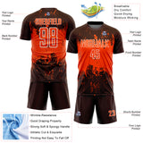 Custom Brown Orange-White Abstract Splatter Grunge Art Sports Sublimation Soccer Uniform Jersey
