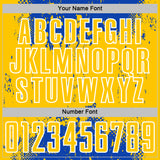 Custom Thunder Blue Yellow-White Abstract Splatter Grunge Art Sports Sublimation Soccer Uniform Jersey