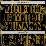 Custom Black Old Gold Curve Lines Sports Sublimation Soccer Uniform Jersey