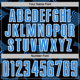 Custom Black Powder Blue-White Curve Lines Sports Sublimation Soccer Uniform Jersey