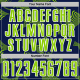 Custom Navy Neon Green-White Curve Lines Sports Sublimation Soccer Uniform Jersey