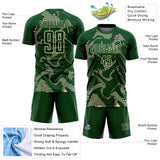 Custom Green Cream Curve Lines Sports Sublimation Soccer Uniform Jersey