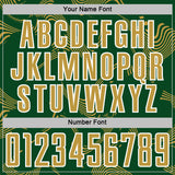 Custom Green Old Gold-White Curve Lines Sports Sublimation Soccer Uniform Jersey