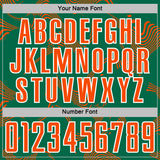 Custom Kelly Green Orange-White Curve Lines Sports Sublimation Soccer Uniform Jersey