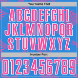 Custom Powder Blue Pink-White Curve Lines Sports Sublimation Soccer Uniform Jersey
