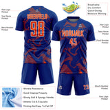 Custom Royal Orange-White Curve Lines Sports Sublimation Soccer Uniform Jersey