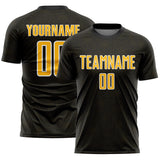 Custom Black Gold-White Geometric Shape Sports Sublimation Soccer Uniform Jersey