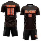 Custom Black Orange-White Geometric Shape Sports Sublimation Soccer Uniform Jersey