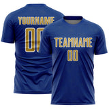 Custom Royal Old Gold-White Geometric Shape Sports Sublimation Soccer Uniform Jersey