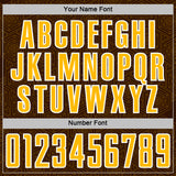 Custom Brown Gold-White Geometric Shape Sports Sublimation Soccer Uniform Jersey