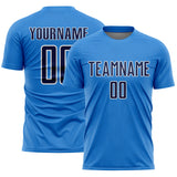 Custom Powder Blue Navy-White Geometric Shape Sports Sublimation Soccer Uniform Jersey