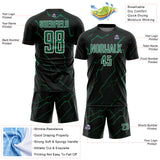 Custom Black Kelly Green-White Lightning Sports Sublimation Soccer Uniform Jersey
