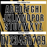 Custom Old Gold Black-White Lines Sports Sublimation Soccer Uniform Jersey
