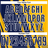 Custom Gold Navy-White Lines Sports Sublimation Soccer Uniform Jersey