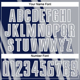 Custom Gray Navy-White Lines Sports Sublimation Soccer Uniform Jersey