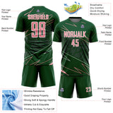 Custom Green Medium Pink-White Lines Sports Sublimation Soccer Uniform Jersey