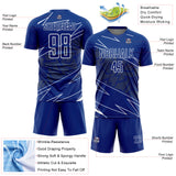 Custom Royal White Lines Sports Sublimation Soccer Uniform Jersey