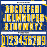 Custom Royal Yellow-White Lines Sports Sublimation Soccer Uniform Jersey