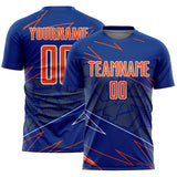 Custom Royal Orange-White Lines Sports Sublimation Soccer Uniform Jersey