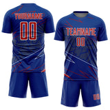 Custom Royal Red-White Lines Sports Sublimation Soccer Uniform Jersey