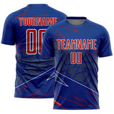 Custom Royal Red-White Lines Sports Sublimation Soccer Uniform Jersey