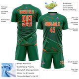 Custom Kelly Green Orange-White Lines Sports Sublimation Soccer Uniform Jersey