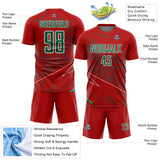 Custom Red Kelly Green-White Lines Sports Sublimation Soccer Uniform Jersey