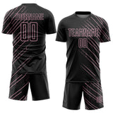 Custom Black Light Pink Lines Sports Sublimation Soccer Uniform Jersey