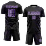 Custom Black Purple-White Lines Sports Sublimation Soccer Uniform Jersey