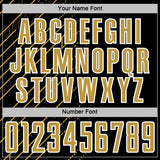 Custom Black Old Gold-White Lines Sports Sublimation Soccer Uniform Jersey