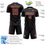 Custom Black Crimson-Cream Lines Sports Sublimation Soccer Uniform Jersey