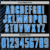 Custom Black Powder Blue-White Lines Sports Sublimation Soccer Uniform Jersey