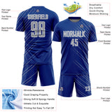 Custom Royal Gray-White Lines Sports Sublimation Soccer Uniform Jersey