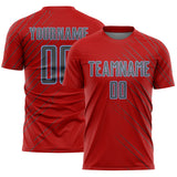Custom Red Steel Gray-Light Blue Lines Sports Sublimation Soccer Uniform Jersey