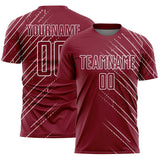 Custom Crimson White Lines Sports Sublimation Soccer Uniform Jersey