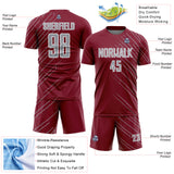 Custom Crimson Gray-White Lines Sports Sublimation Soccer Uniform Jersey