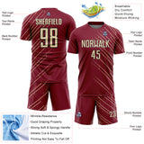 Custom Crimson Cream-Black Lines Sports Sublimation Soccer Uniform Jersey
