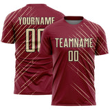 Custom Crimson Cream-Black Lines Sports Sublimation Soccer Uniform Jersey