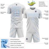 Custom White Light Blue Lines Sports Sublimation Soccer Uniform Jersey