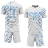 Custom White Powder Blue Lines Sports Sublimation Soccer Uniform Jersey