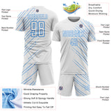 Custom White Powder Blue Lines Sports Sublimation Soccer Uniform Jersey