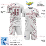 Custom White Burgundy Lines Sports Sublimation Soccer Uniform Jersey
